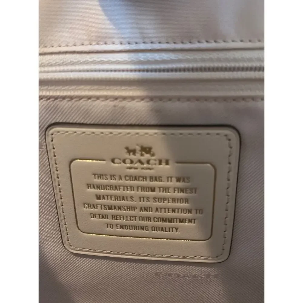 Coach Ivory/cream leather handbag with gold accent EUC Used Once f47300